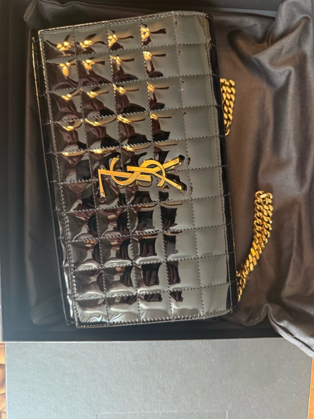 Cassandre YSL Wallet on Chain in Quilted Smooth Leather